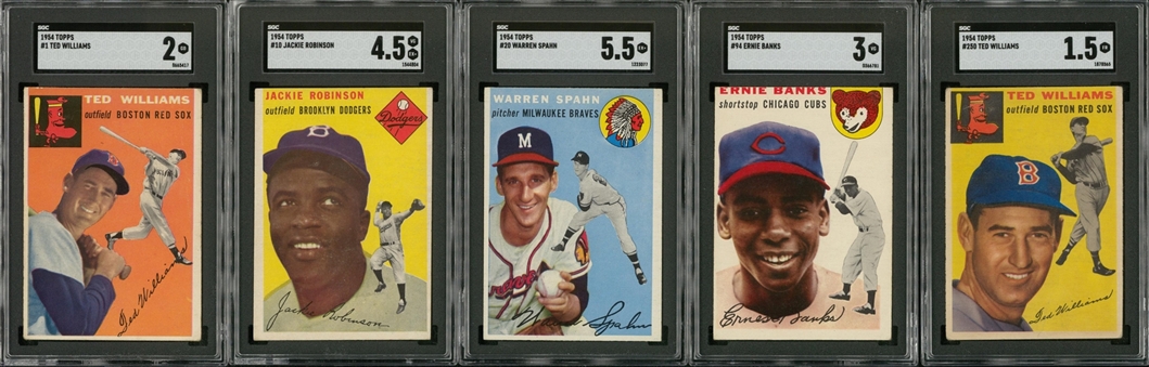 1954 Topps Hall of Famers SGC-Graded Collection (5 Different) – Featuring Ernie Banks Rookie Card